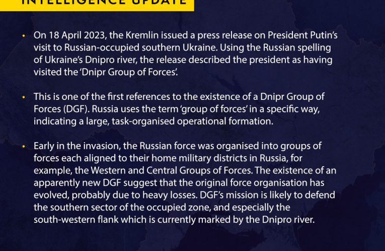 У Британській розвідці розповіли, навіщо в РФ було створено Дніпровську групу військ